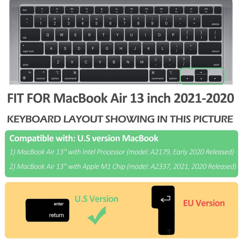 ProElife Spanish Keyboard Cover with U.S Layout for 2021 2020 MacBook Air 13 Inch Model A2179 and A2337 Apple M1 Chip with Touch ID Keyboard Accessories Ultra Thin Silicone Protective Skin (Black) - Image 2